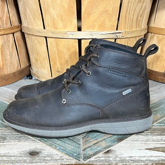 Merrell World Vue Brown Leather Waterproof Plain Toe Chukka Boots Mens Size 8 main image 4